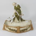 A Royal Dux Art Nouveau style figure with birds,