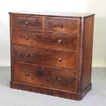 A 19th century mahogany chest, containing two short over three long drawers,