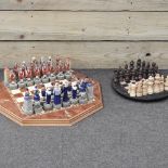 A modern chess set and board,