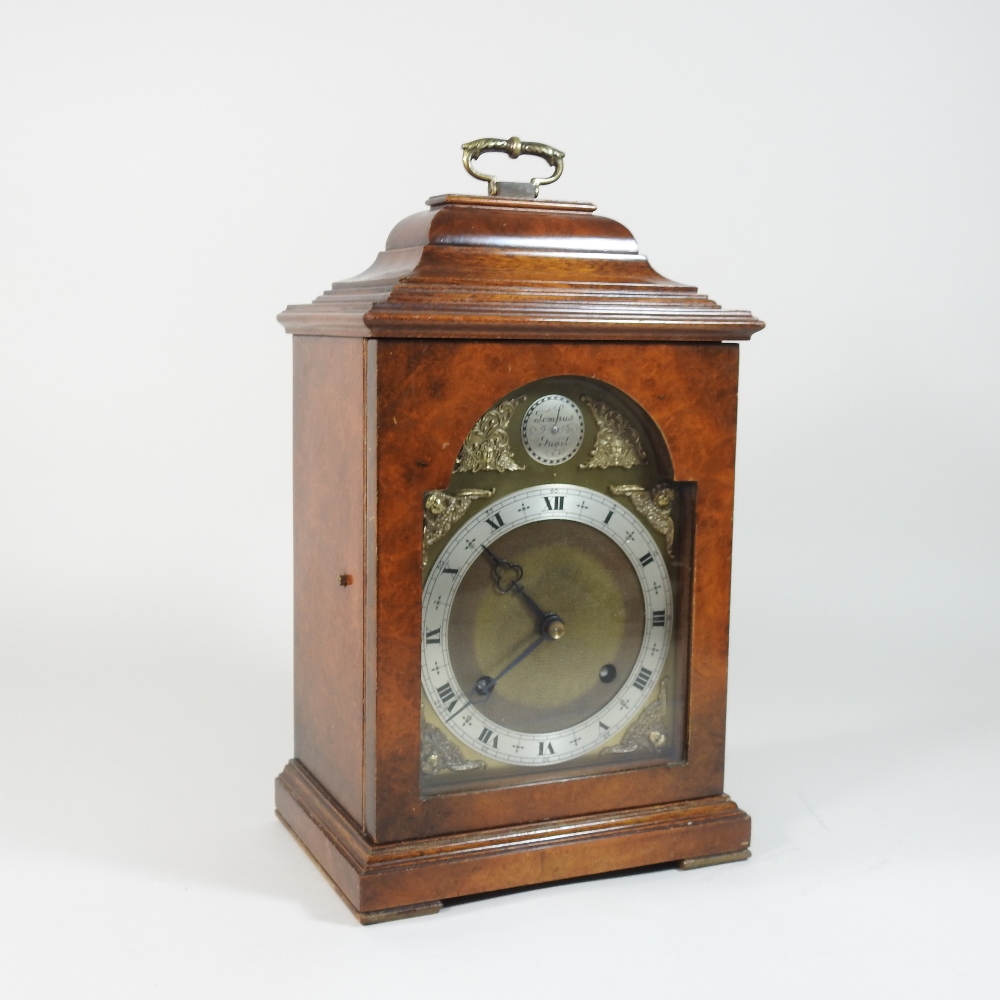 A reproduction walnut cased bracket clock, with an eight day Imperial movement, - Image 3 of 9