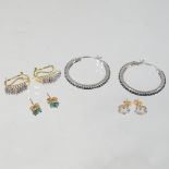 A pair of 9 carat gold diamond set drop earrings, 15mm drop, 4.