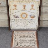 A mid 19th century sampler, dated 1850, 35 x 40cm,