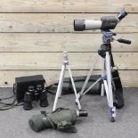 A Kowa Prominar spottingscope T5-613 telescope, on a tripod stand, together with another, T5-614,