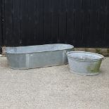 A galvanised metal bath, 140cm,