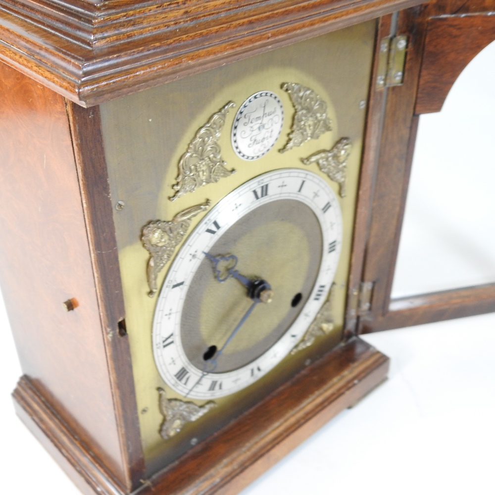 A reproduction walnut cased bracket clock, with an eight day Imperial movement, - Image 8 of 9