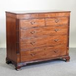 A 19th century mahogany North Country chest, containing two short over thee graduated long drawers,