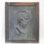 George Halse, 1826-1895, a bronze portrait medallion, of a Victorian man in profile, 65 x 51cm,