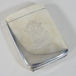 A Victorian silver pocket cigarette case, of double hinged design, Birmingham 1900,