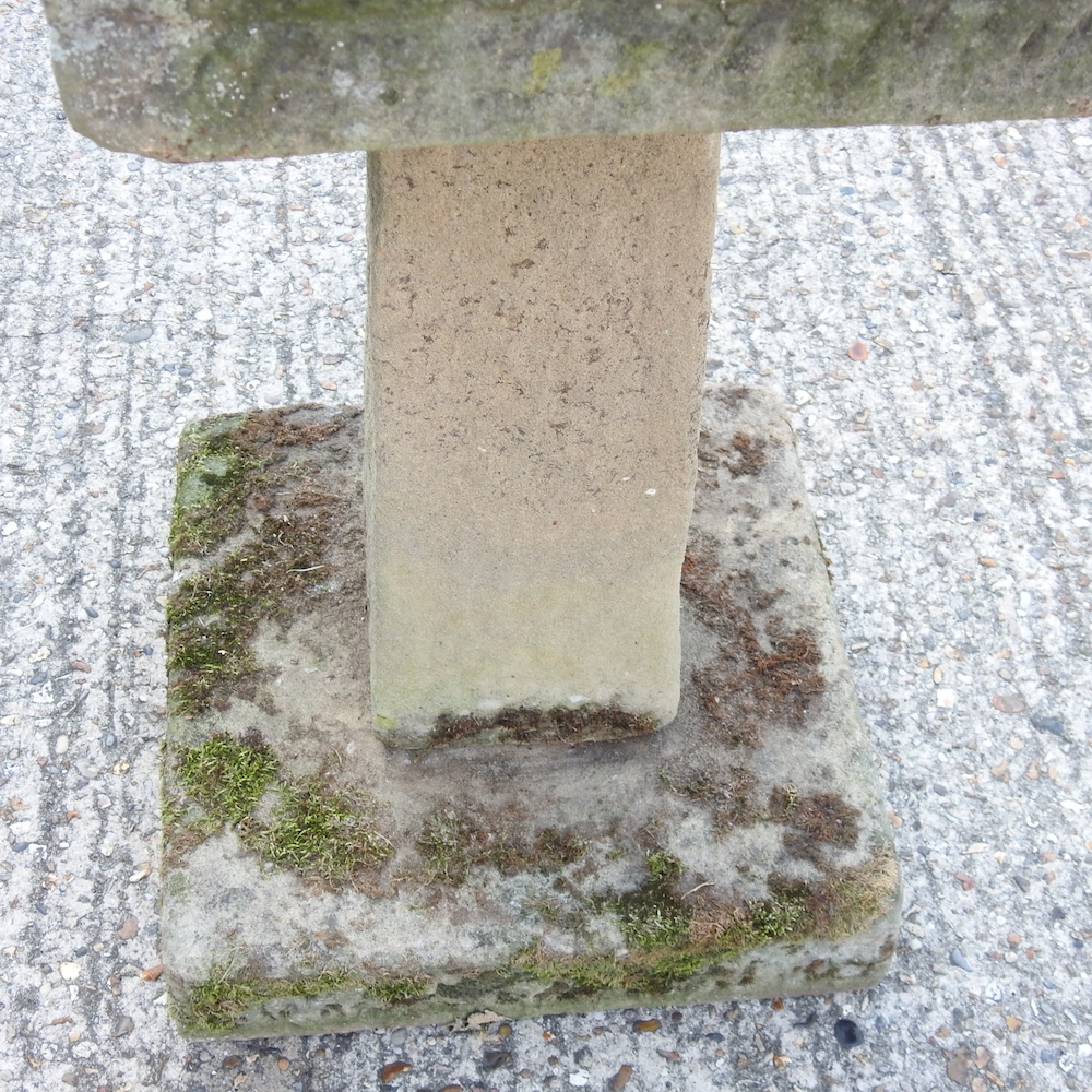A reconstituted stone bird bath, with a square top, - Image 5 of 5