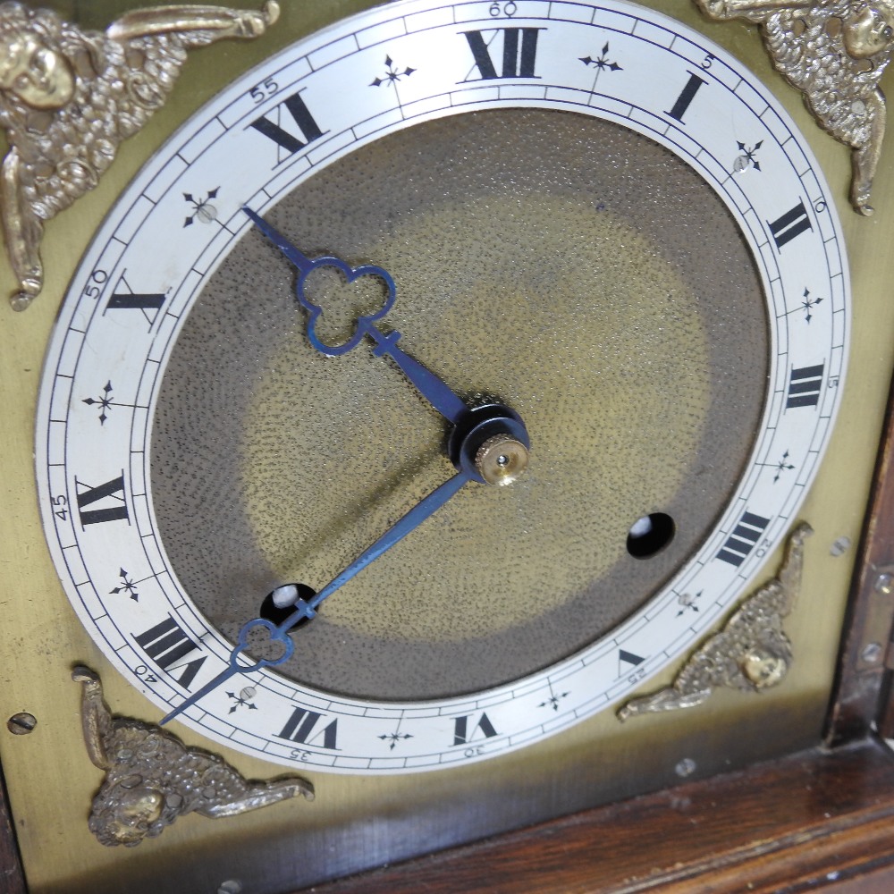 A reproduction walnut cased bracket clock, with an eight day Imperial movement, - Image 2 of 9