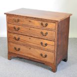 A 19th century walnut and later crossbanded chest,