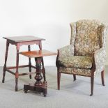 An Edwardian floral upholstered wing back chair, of small proportions,
