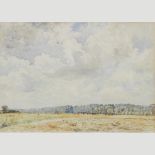 Alfred W Rich, 20th century, landscape with hay making, signed, watercolour,