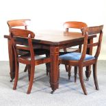 An Edwardian mahogany and inlaid wind-out dining table, 99 x 103cm,