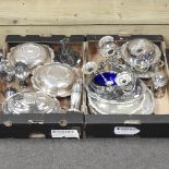 A collection of silver plated items,