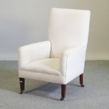 A 19th century cream upholstered armchair,