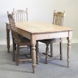 An antique pine kitchen table, 169 x 83cm,
