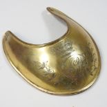 A rare George III brass military officers gorget, with an engraved crest,