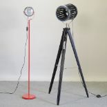 A modern standard lamp, on a tripod stand, 160cm high,