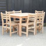 A teak garden table, with a cover, 120 x 90cm,