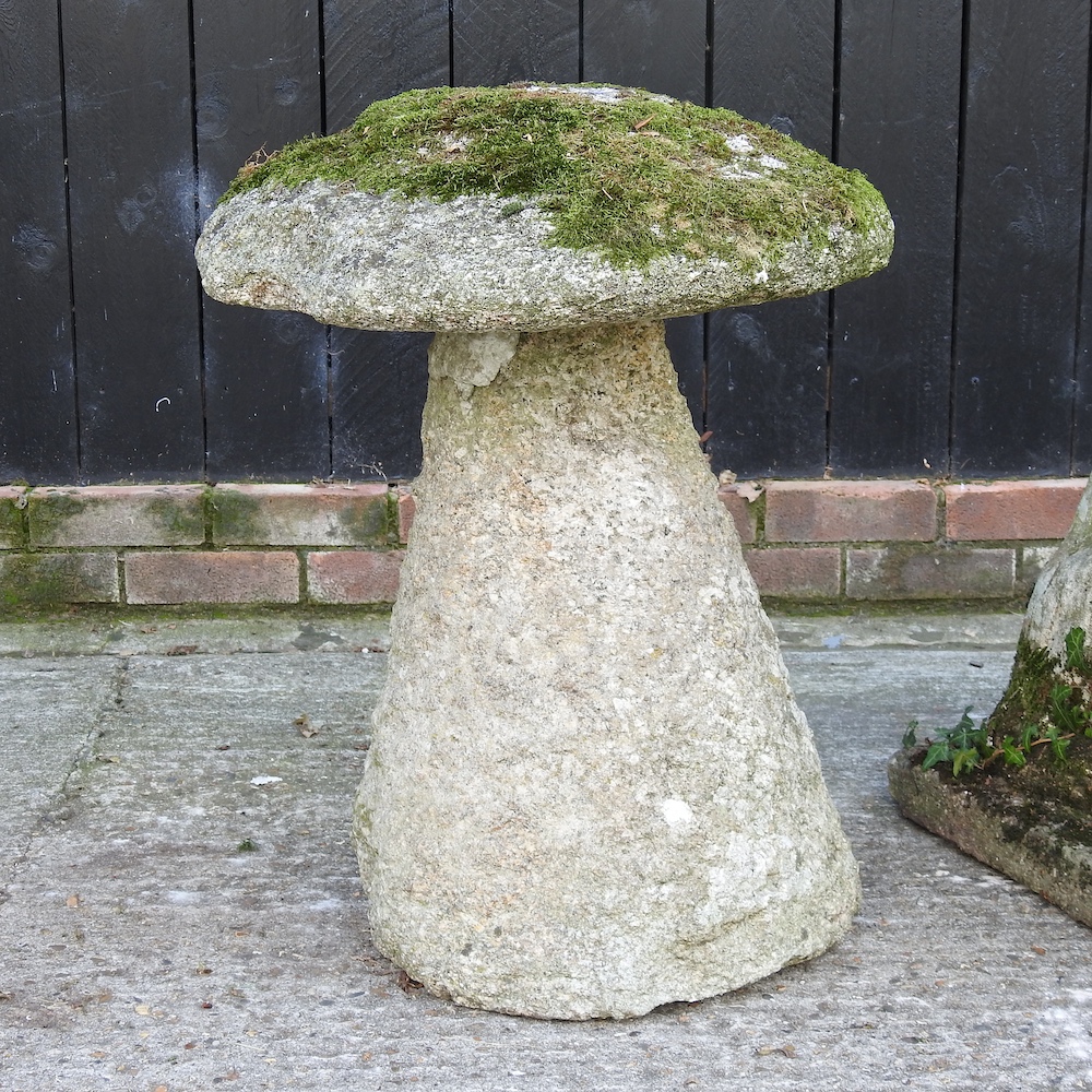 An antique carved granite staddle stone, 56cm. - Image 2 of 7