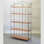 An iron and pine baker's shelf,