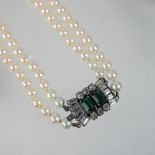 A mid 20th century simulated pearl double strand necklace,