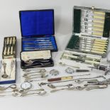 A collection of silver and silver plated items,