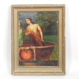 Continental school, 19th century, classical figure in a boat, oil on canvas laid on board,