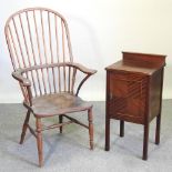 A 19th century elm seated stick back armchair,