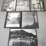 A set of six framed photographic prints, of continental coastal resorts,