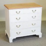 A painted oak chest of drawers,