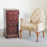 A 1920's floral upholstered armchair, of Queen Anne style,