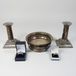 A pair of early 20th century small silver table candlesticks, Sheffield 1923, 13cm high,