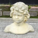 A reconstituted stone portrait bust of a girl,