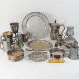 A collection of silver plated items,