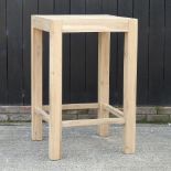 A modern light oak high garden table,