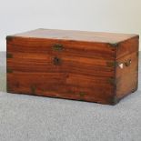 A 19th century camphor wood box, with a hinged lid,