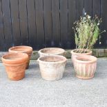 A pair of terracotta garden pots, 40cm,