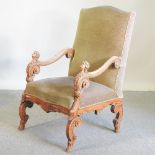 A 19th century continental carved walnut throne chair,