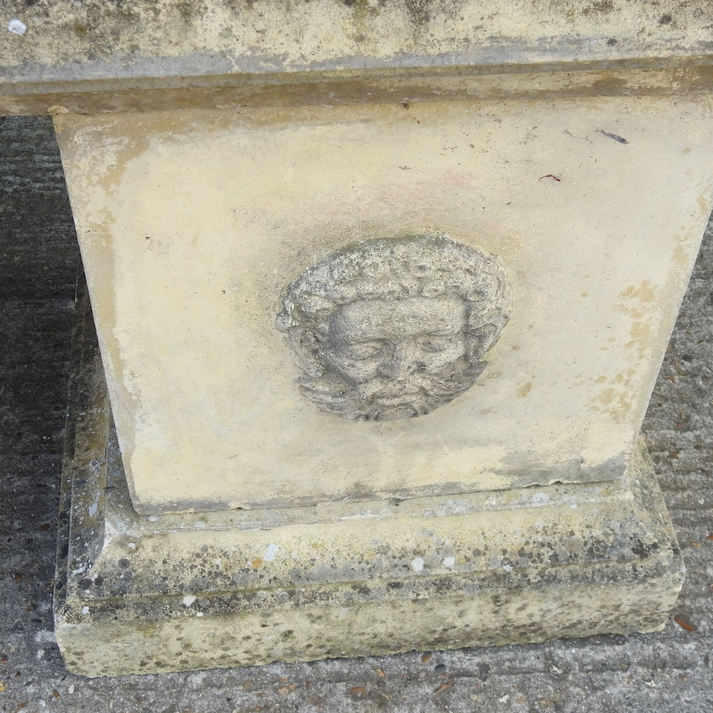 A pair of large reconstituted stone garden urns, each of campana shape, - Image 12 of 16