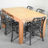 A modern light oak dining table, 150 x 90cm,