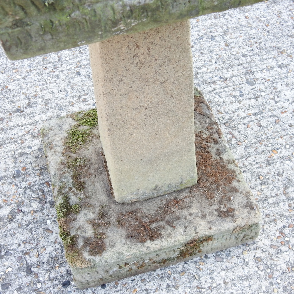 A reconstituted stone bird bath, with a square top, - Image 2 of 5