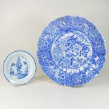 A 19th century Chinese porcelain blue and white charger, of lobed form, 46cm diameter,