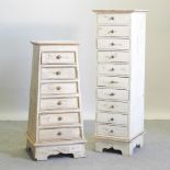 A white painted narrow chest, 40cm,