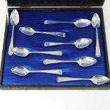 A collection of nine George III silver Old English pattern tea spoons,