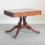 A Regency mahogany and ebony strung sofa table,