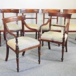 A set of six Regency style hardwood bar back dining chairs,