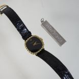 A Favre-Leube gold plated ladies wristwatch, with a signed black dial,