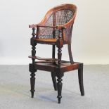 A William IV mahogany child's high chair,